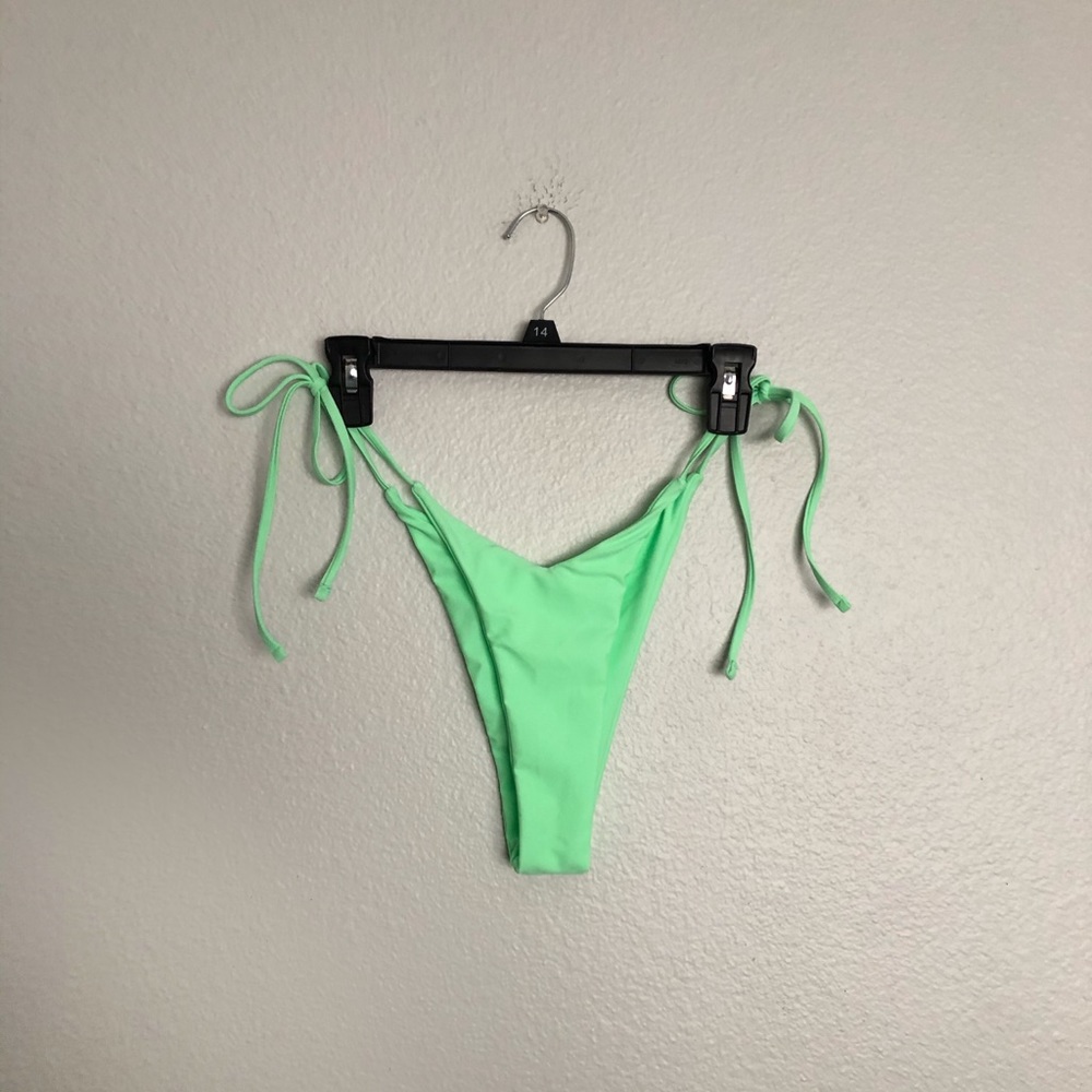 Neon green super cheeky side tie bikini bottoms